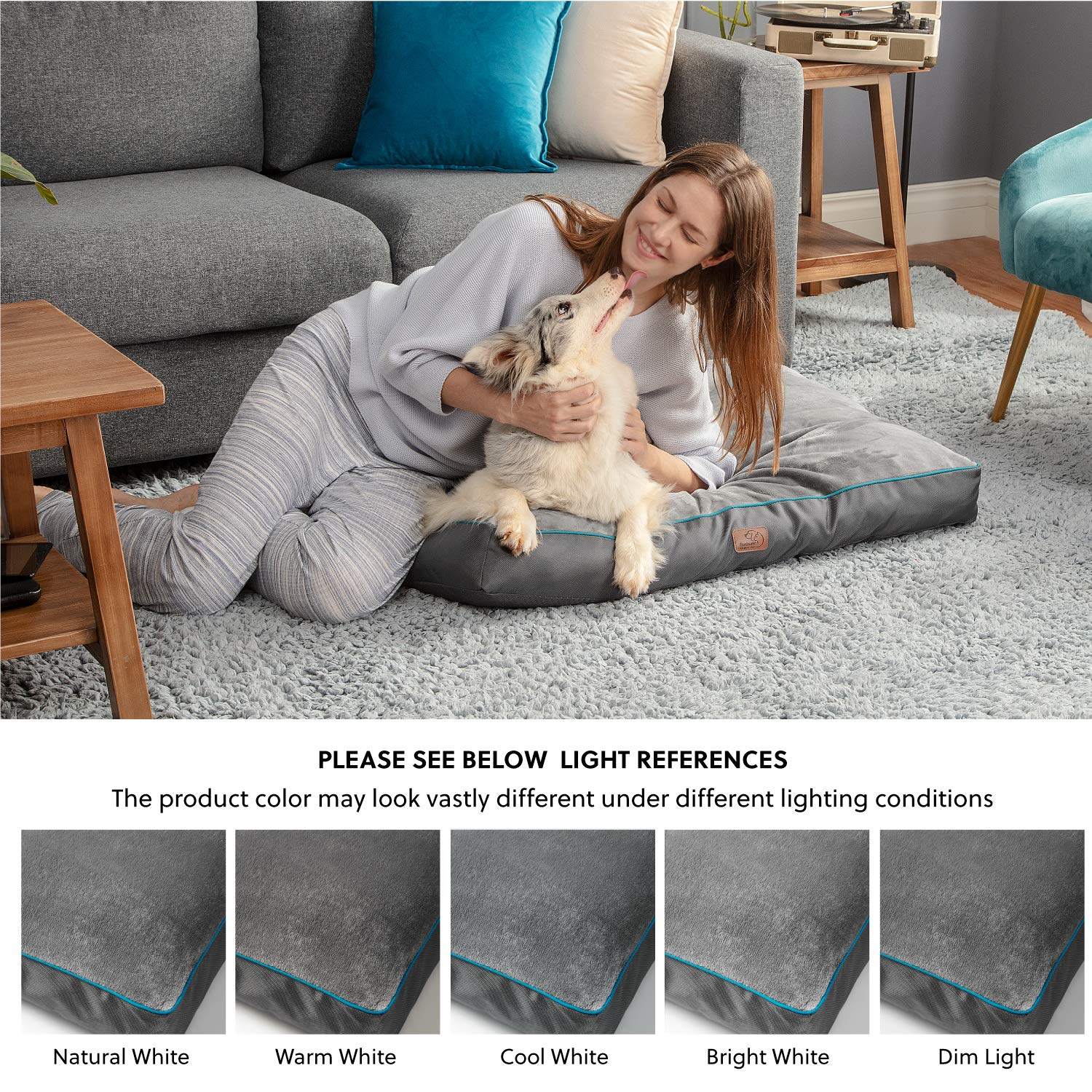 Bedsure Waterproof Dog Bed for Extra Large Dogs - 4 Inch Thick Orthopedic Support Pet Mat with Removable Washable Cover, Grey - Perfect for Large Breed Dogs Up to 100lbs in Living Room, Bedroom or Kennel