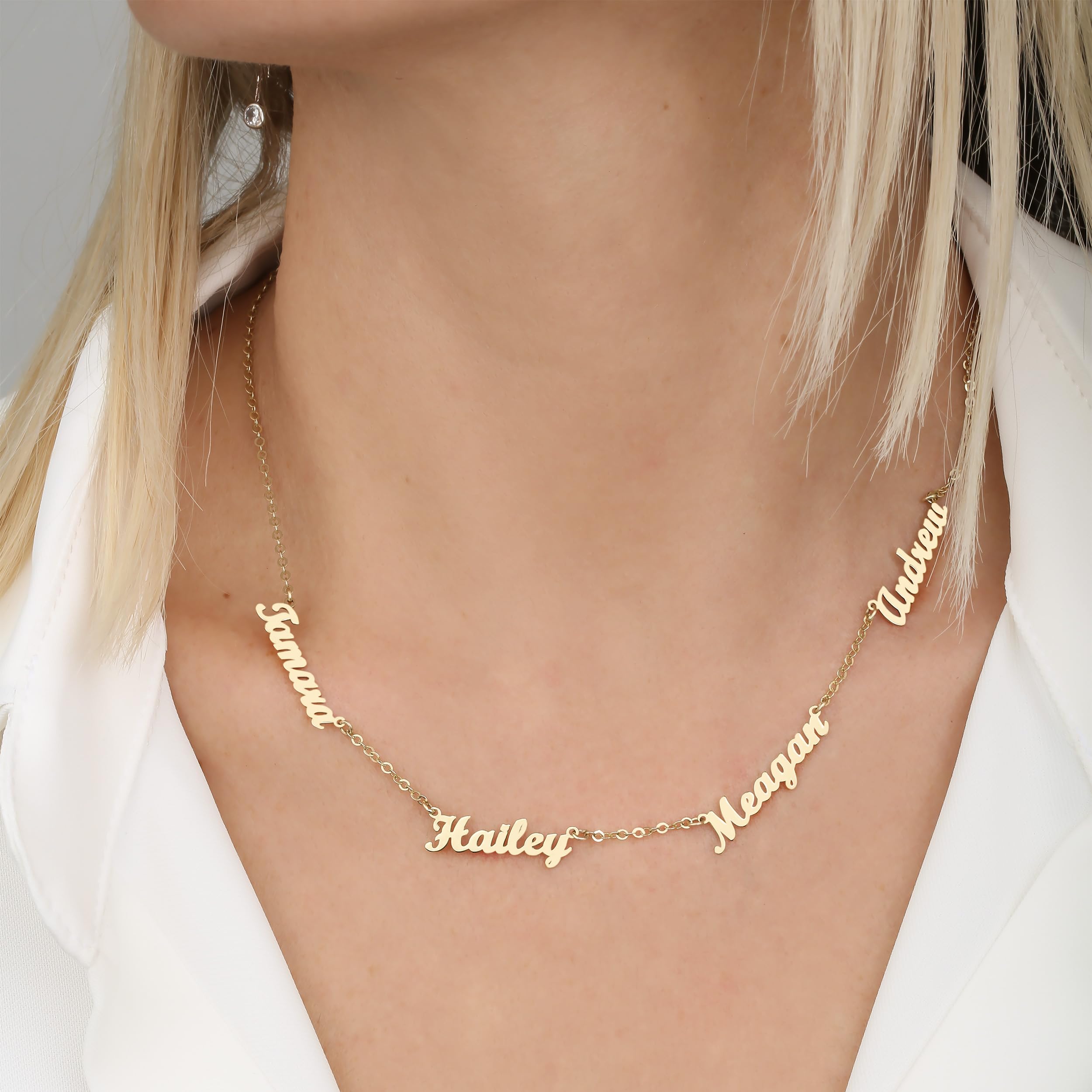 14K Solid Gold or Sterling Silver Personalized Name Necklace - Custom Monogram, 2-5 Letter Nameplate Pendant - Perfect Gift for Women, Girls, Bridesmaids, Anniversary & Memorial Occasions - Elegant Jewelry for Everyday Wear & Special Events