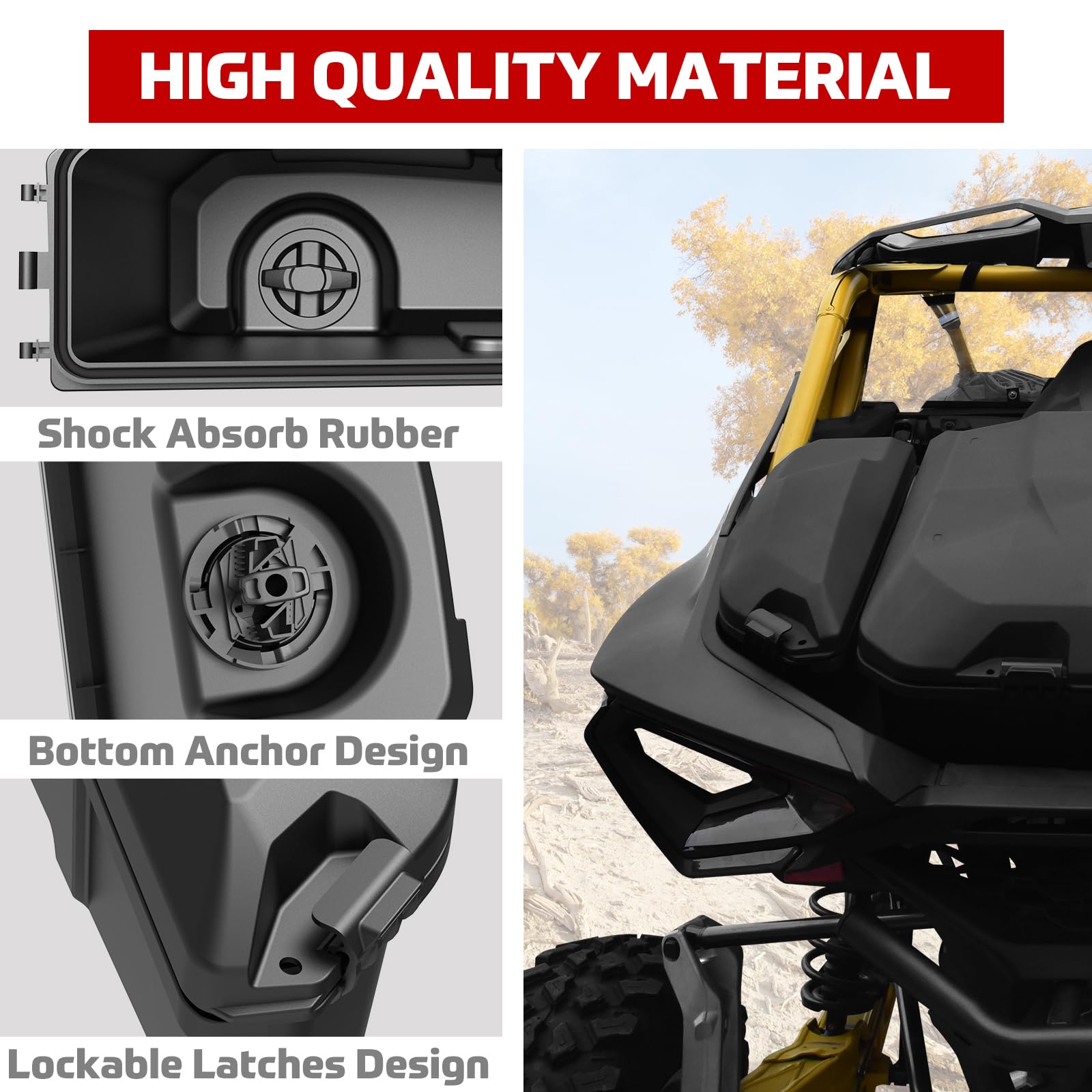 2024-2025 Can-Am Maverick R/X/XRS Rear Side Cargo Storage Boxes - 13.5L LinQ Bed Removable Storage Bin (2-Pack) - Replacement for #715007372 - Perfect for Off-Road Gear Organization & UTV Accessories Storage