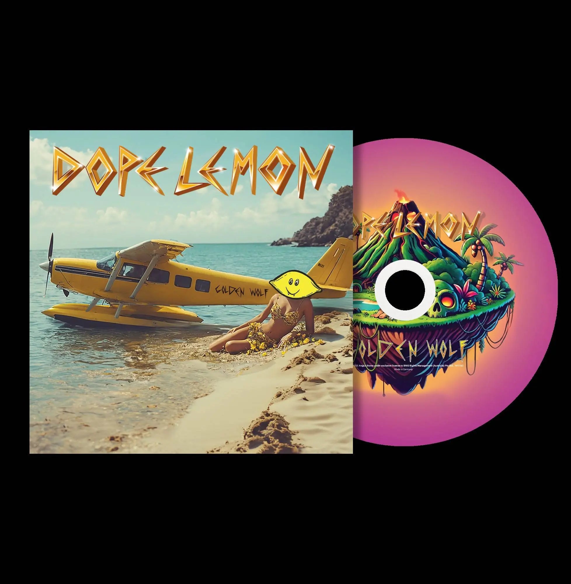 Dope Lemon Golden Wolf - Premium Men's & Women's Graphic T-Shirt - Trendy Streetwear for Casual Outfits & Music Festivals