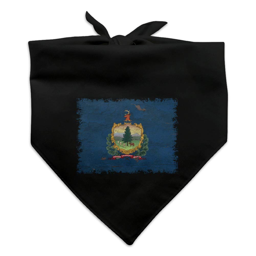Vintage Distressed Vermont State Flag Dog Bandana - USA Patriotic Pet Bandana for Dogs, Perfect for 4th of July, National Holidays & Outdoor Adventures