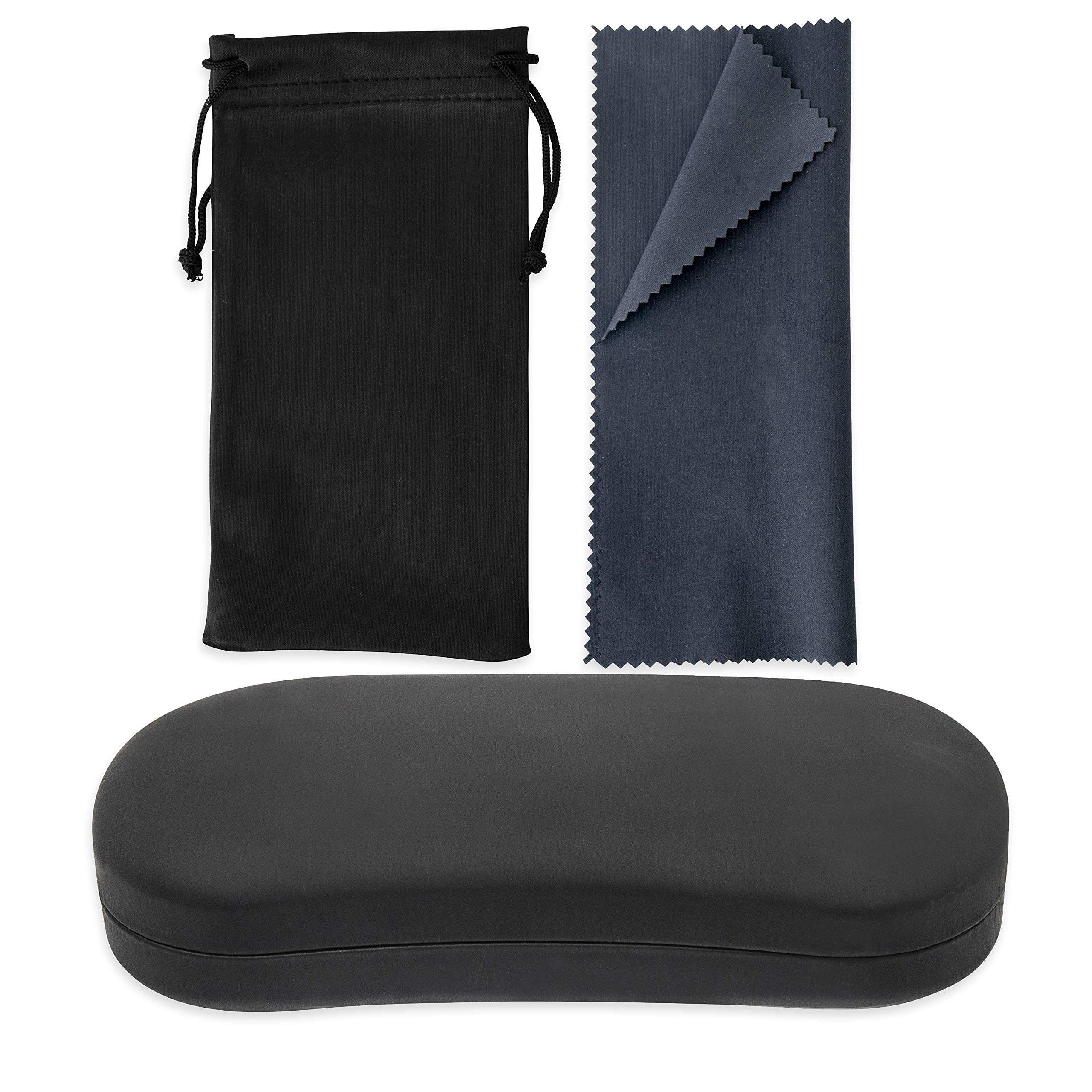Durable Hard Shell Glasses Case with Microfiber Cloth - for Travel & Daily Protection