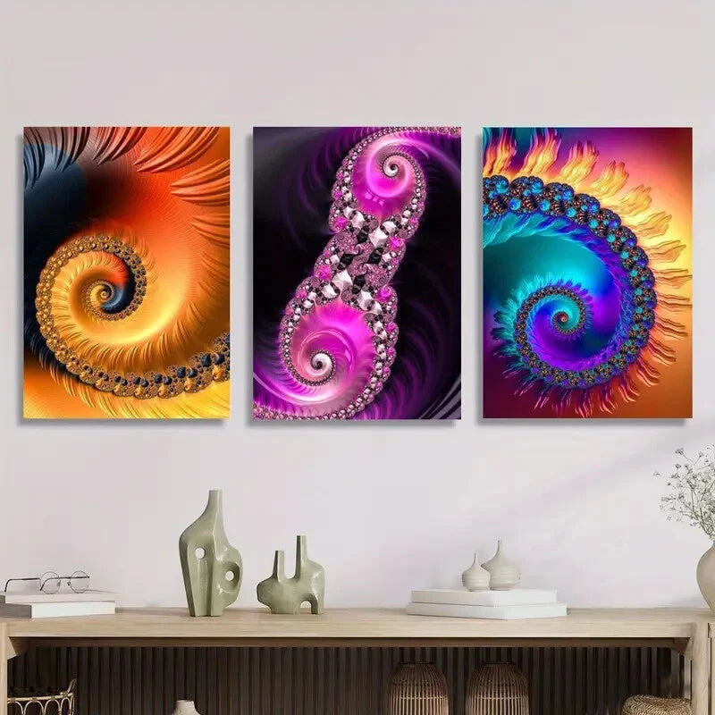 3-Piece Abstract Swirl Prints Metal Wall Art - Ready to Hang Modern Home Decor for Living Room, Bedroom & Office