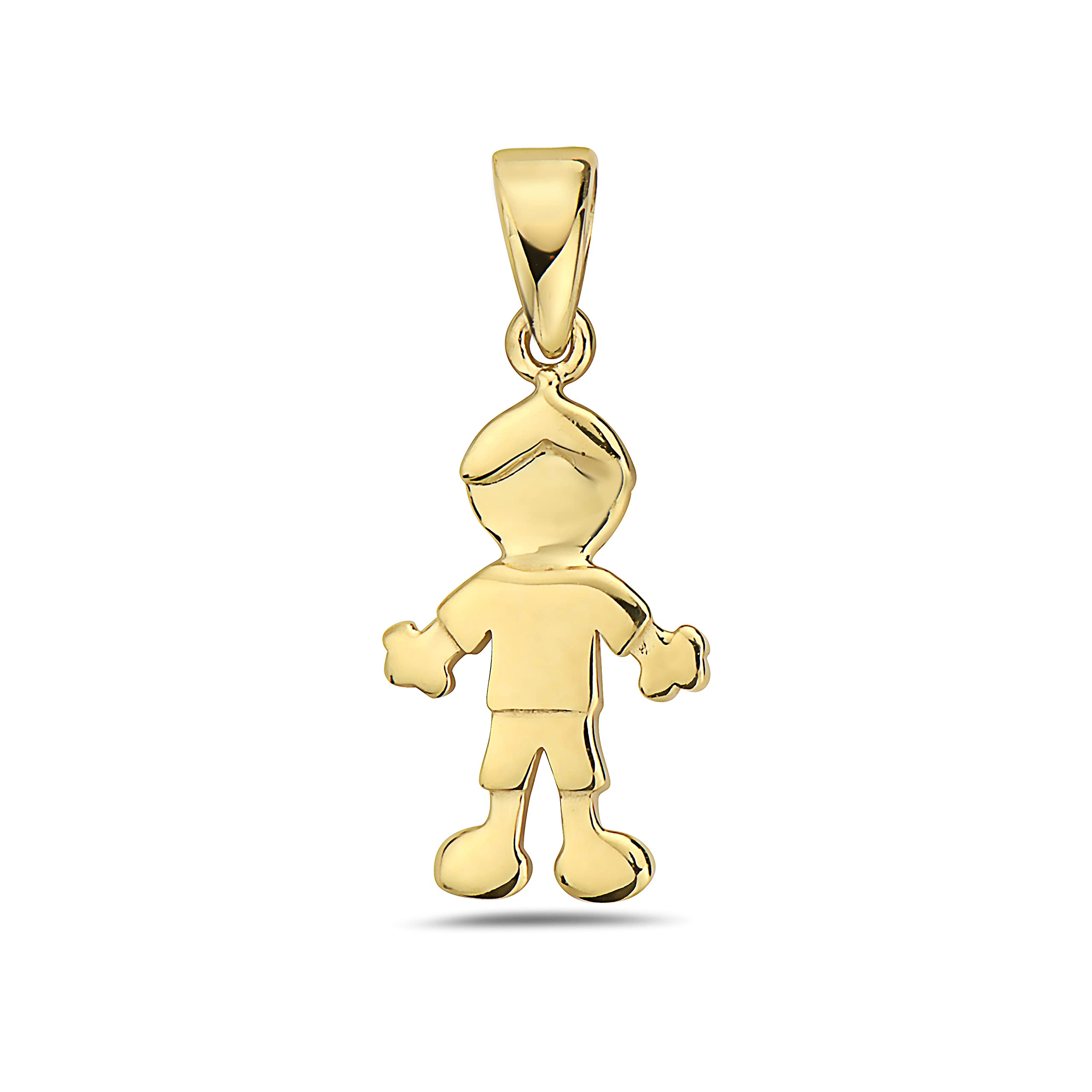 14K Yellow Gold Small Little Boy Dangle Pendant Necklace - Elegant Fine Jewelry Gift for Women, Girls, Teens & Kids | Perfect for Birthdays, Christenings & Mother's Day