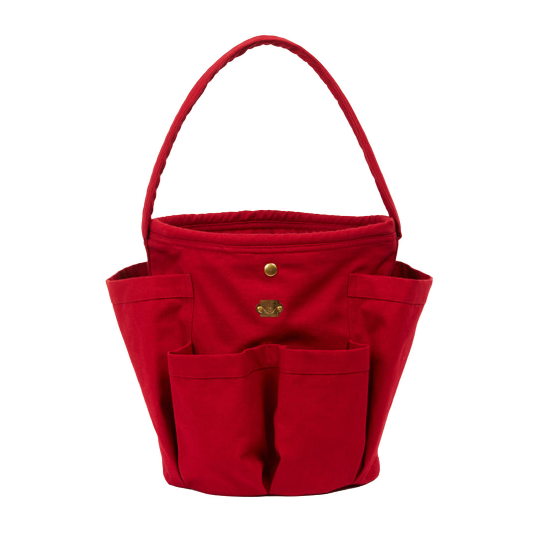 Red Gardening Bucket Bag - Durable Waterproof Garden Tote for Planting, Harvesting & Outdoor Activities - Perfect for Farmers Market, Beach & Picnic Use