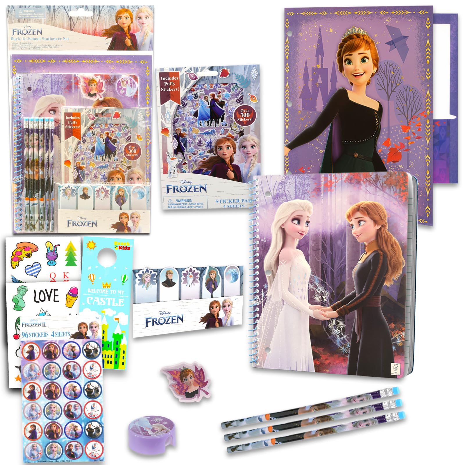 Frozen School Stationery Set - Pencils, Eraser & Notebook for Kids | Back to School Supplies & Gifts