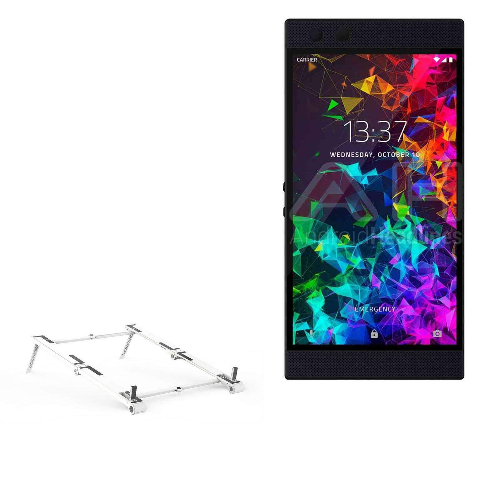 BoxWave 3-in-1 Aluminum Stand and Mount for Razer Phone 2 - Portable Multi-Angle Viewing Holder with Pocket Design (Metallic Silver) - Perfect for Desk, Car, and Travel Use