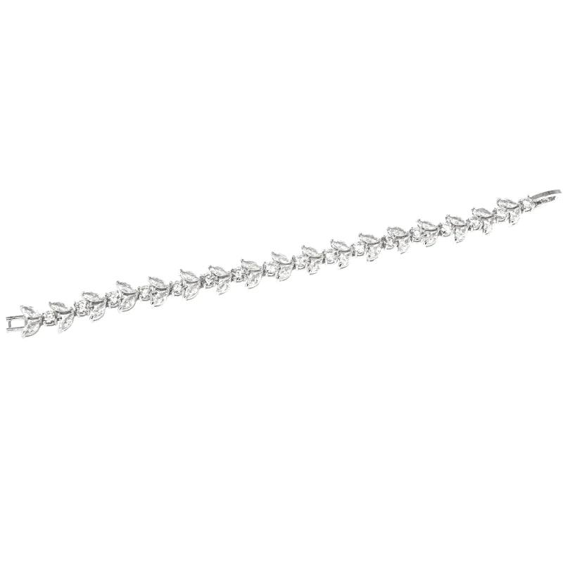 Elegant Crystal Wedding Bracelet for Women - Silver Finish Bridal Jewelry 7842 | Perfect for Bridal Showers, Weddings, and Anniversary Gifts