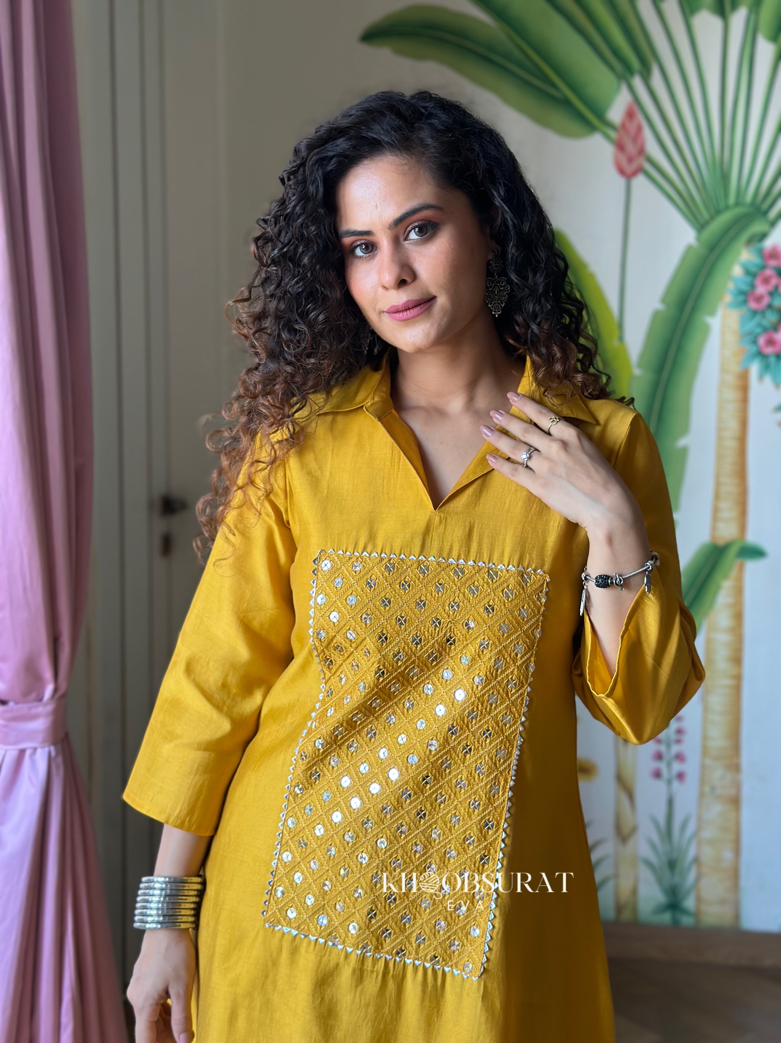 Marigold Yellow Embroidered Kurta Set for Women | Traditional Indian Ethnic Wear | Perfect for Festivals, Weddings & Casual Outings