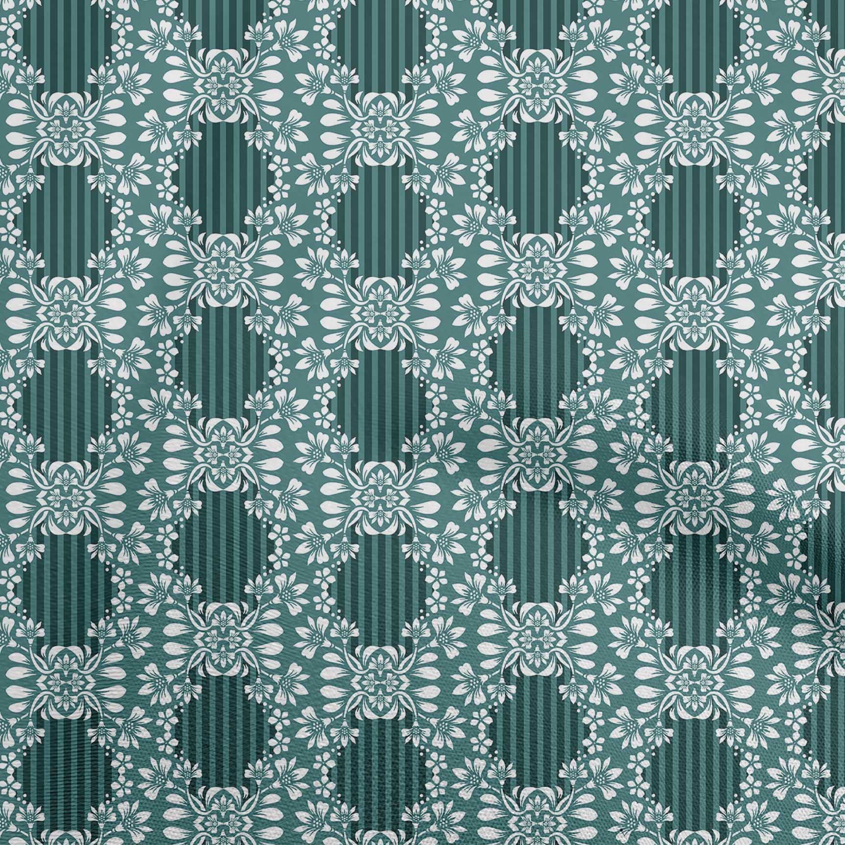 oneOone Silk Tabby Teal Green Floral Printed Fabric - 42 Inch Wide for DIY Clothing & Sewing Projects | Perfect for Dresses, Scarves & Home Decor
