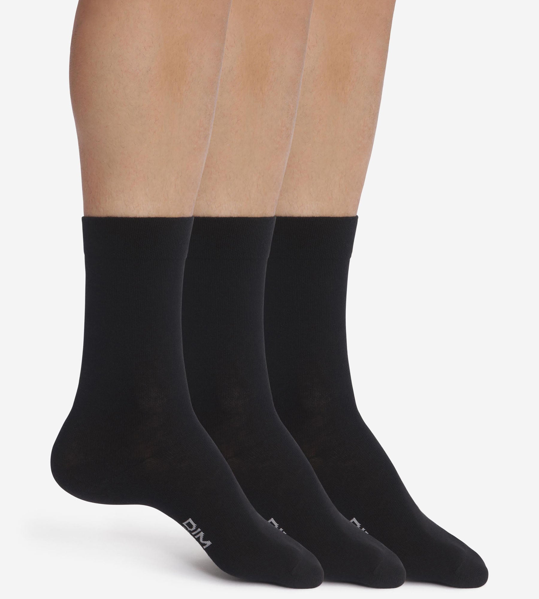 3 Pairs of Men's Black Cotton Socks - Comfortable & Breathable for Everyday Wear, Work, and Sports