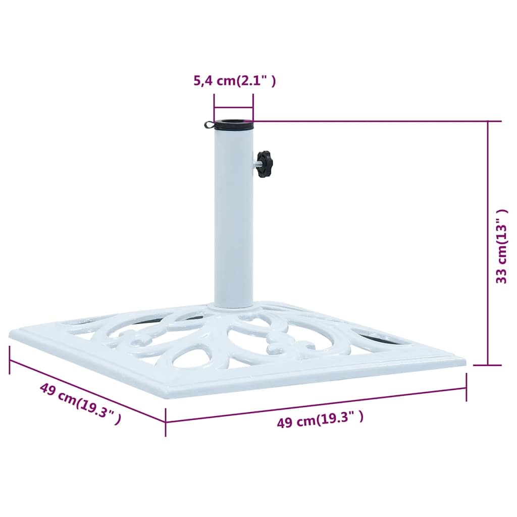 Heavy Duty 26.5 lbs Cast Iron Umbrella Base - 19.3 Inch White Outdoor Patio Stand for Market Umbrellas, Perfect for Garden, Deck, Poolside and Backyard Use