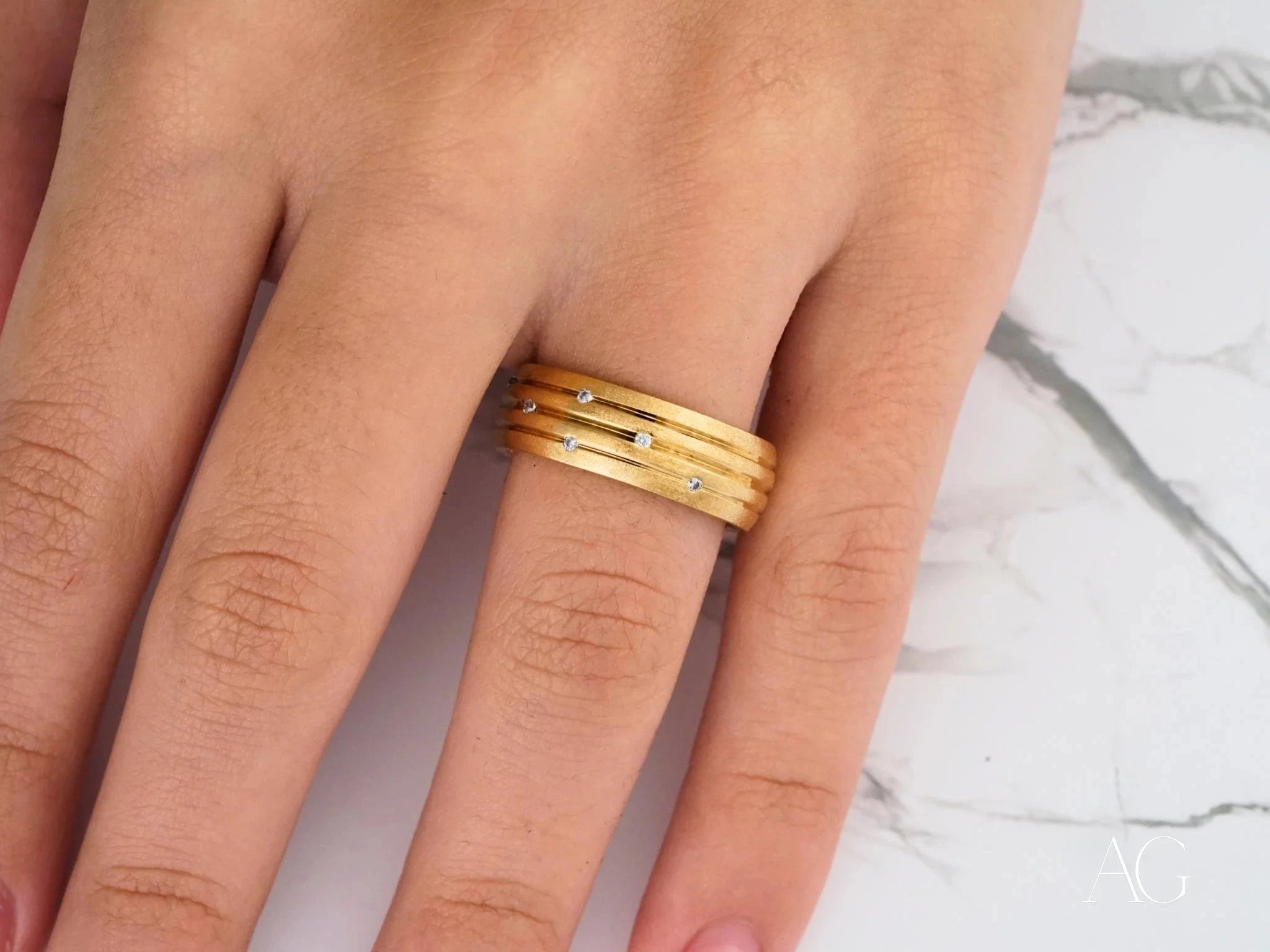 Stellar Strands Wedding Band Ring for Women - Elegant Diamond Wedding Jewelry for Brides, Engagement, Anniversary & Special Occasions