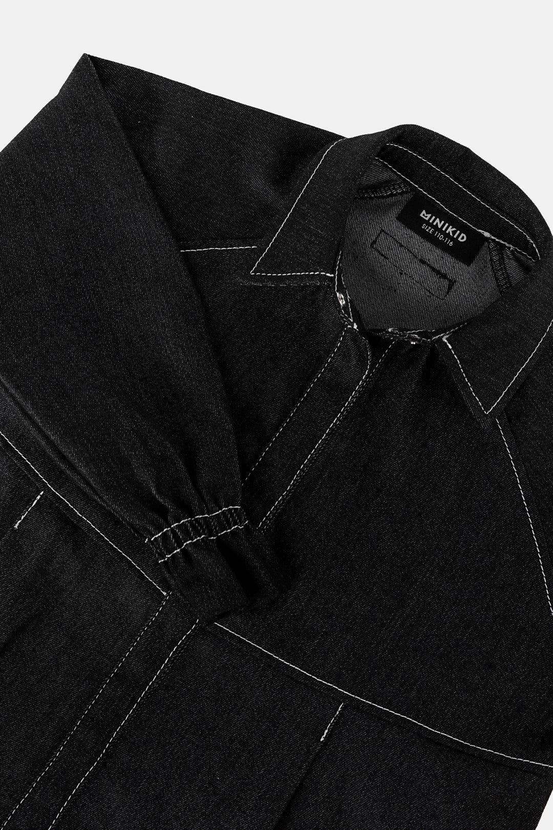 Minikid Black Denim Shirt for Kids - Stylish Boys & Girls Casual Button Up Top for School, Playdates & Family Outings