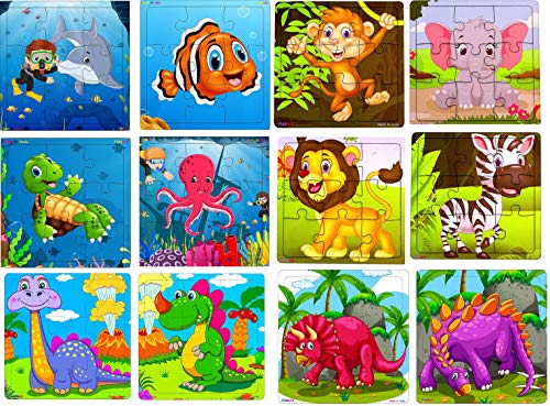 Pack of 12 - Animals+Dinos+Sea