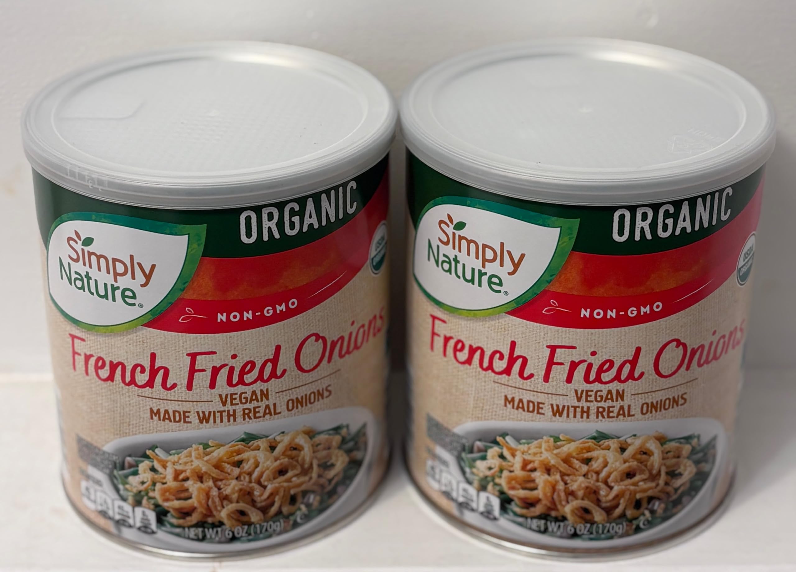 Simply Nature Vegan Non-GMO Organic French Fried Onions (Pack of 2) - Crispy Topping for Salads, Casseroles, and Green Bean Dishes
