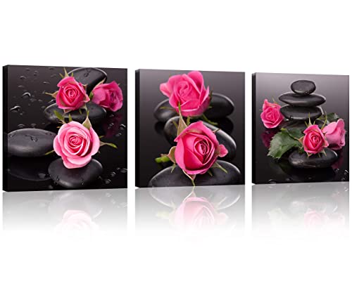 Spa Stone With Pink Rose