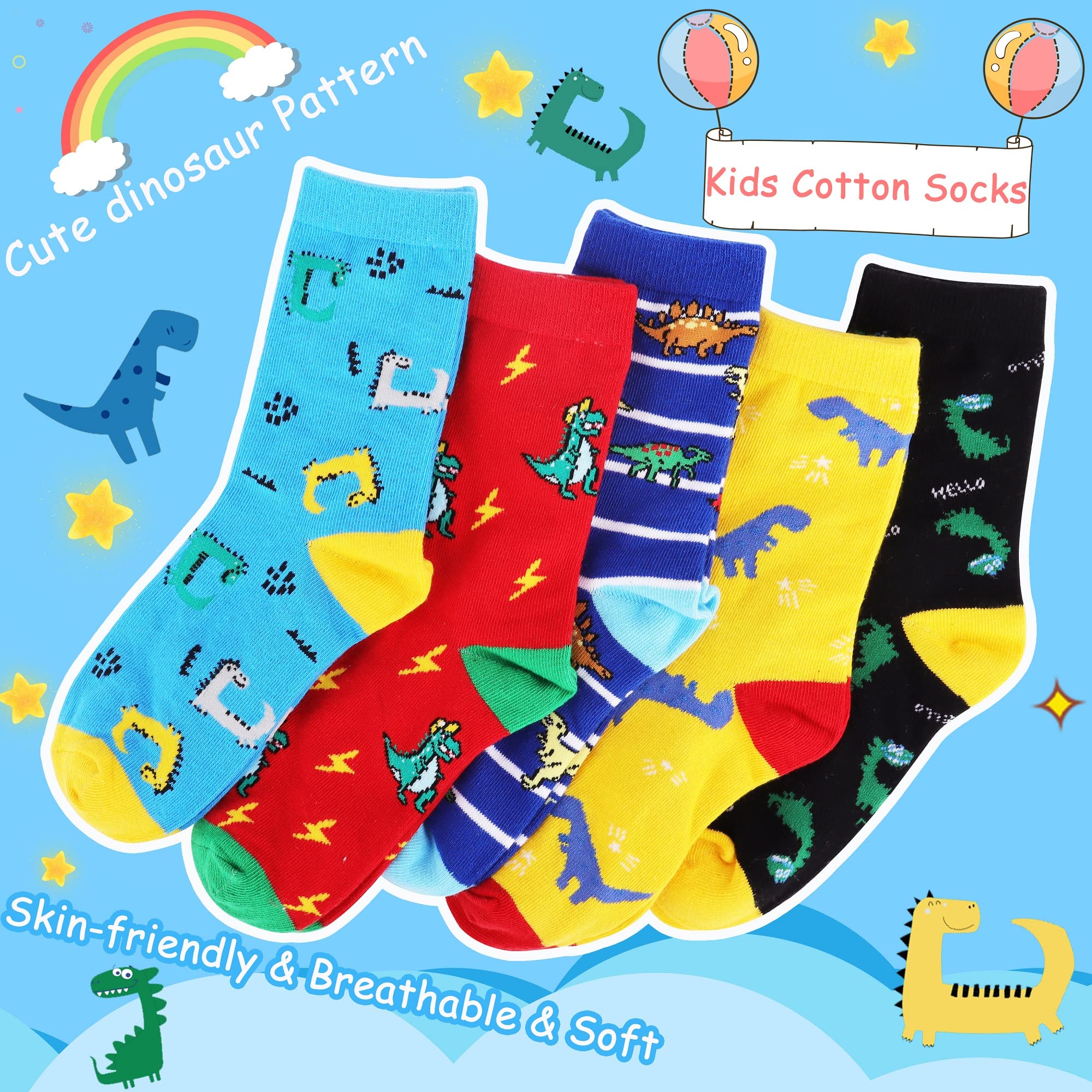 Jeasona Boys Crew Socks - Funny Animal Print Kids Socks for Teen Boys | Soft Cotton Christmas Gifts, Birthday Presents & School Essentials (6 Pairs) | Perfect for Daily Wear, Sports & Holiday Outfits