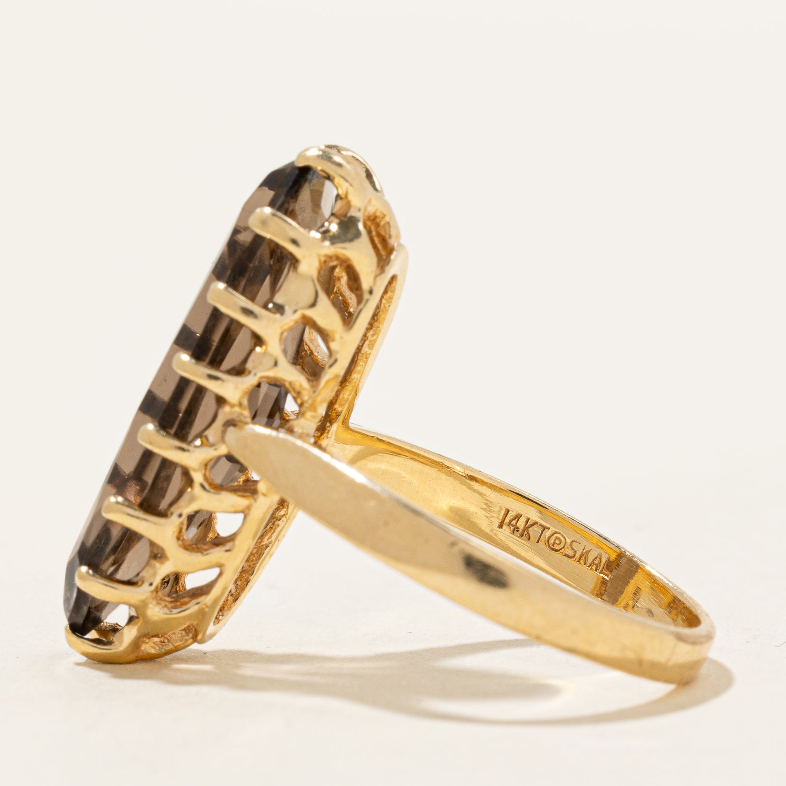 Smoky Quartz Cocktail Ring - 6.00 Carat Genuine Stone - Size 7.75 - Elegant Evening Jewelry for Parties & Special Occasions