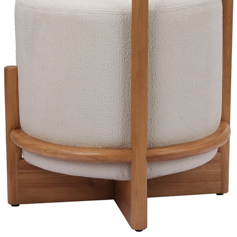 Art Deco Cream/Cerulean Upholstered Accent Stool with X Frame & Back - Perfect for Living Room, Bedroom, or Entryway Decor
