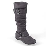 Journee Collection Women's Grey Jester Wide Calf Tall Boots - Comfortable Winter Riding Boots for Casual Outfits & Office Wear