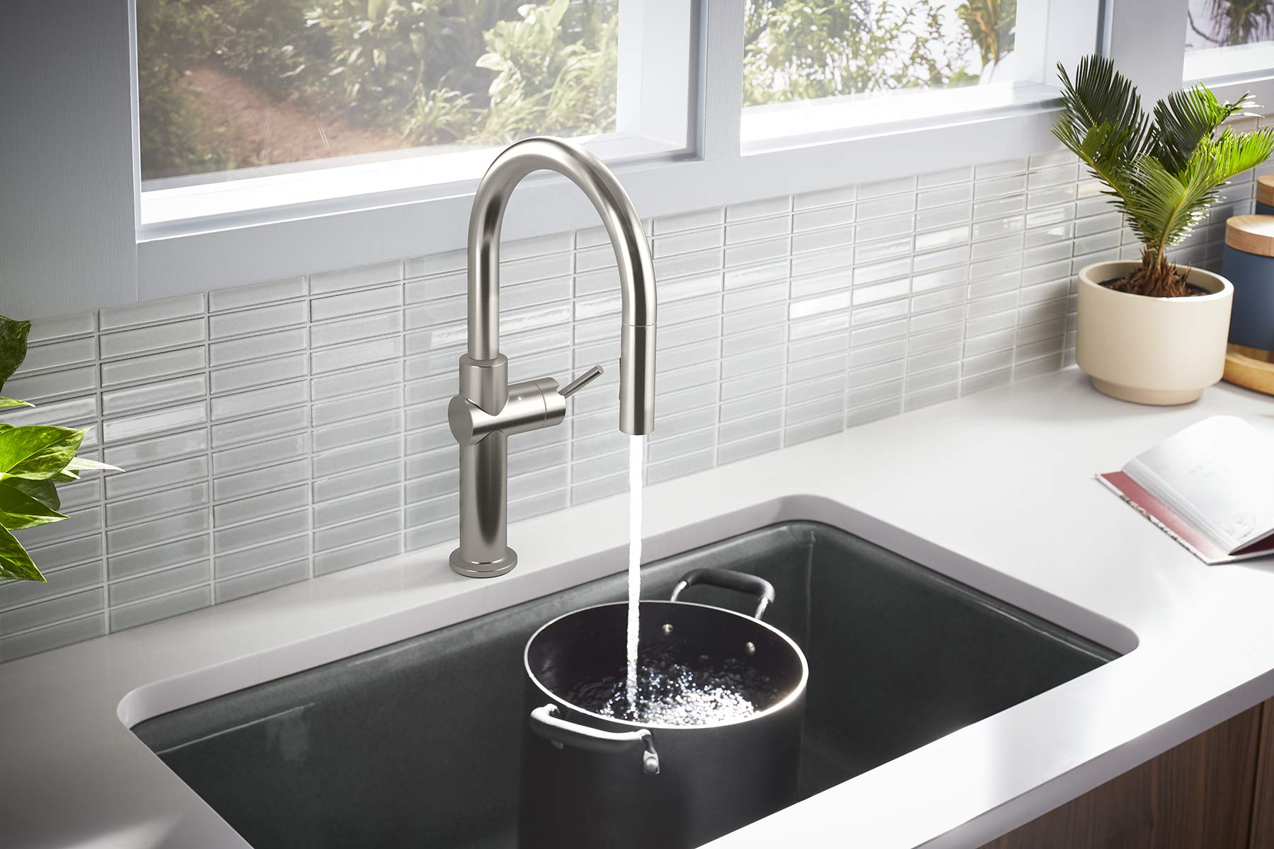 KOHLER Crue Touchless Kitchen Faucet with Motion Sensor & Pull Down Sprayer - Polished Chrome for Modern Kitchens