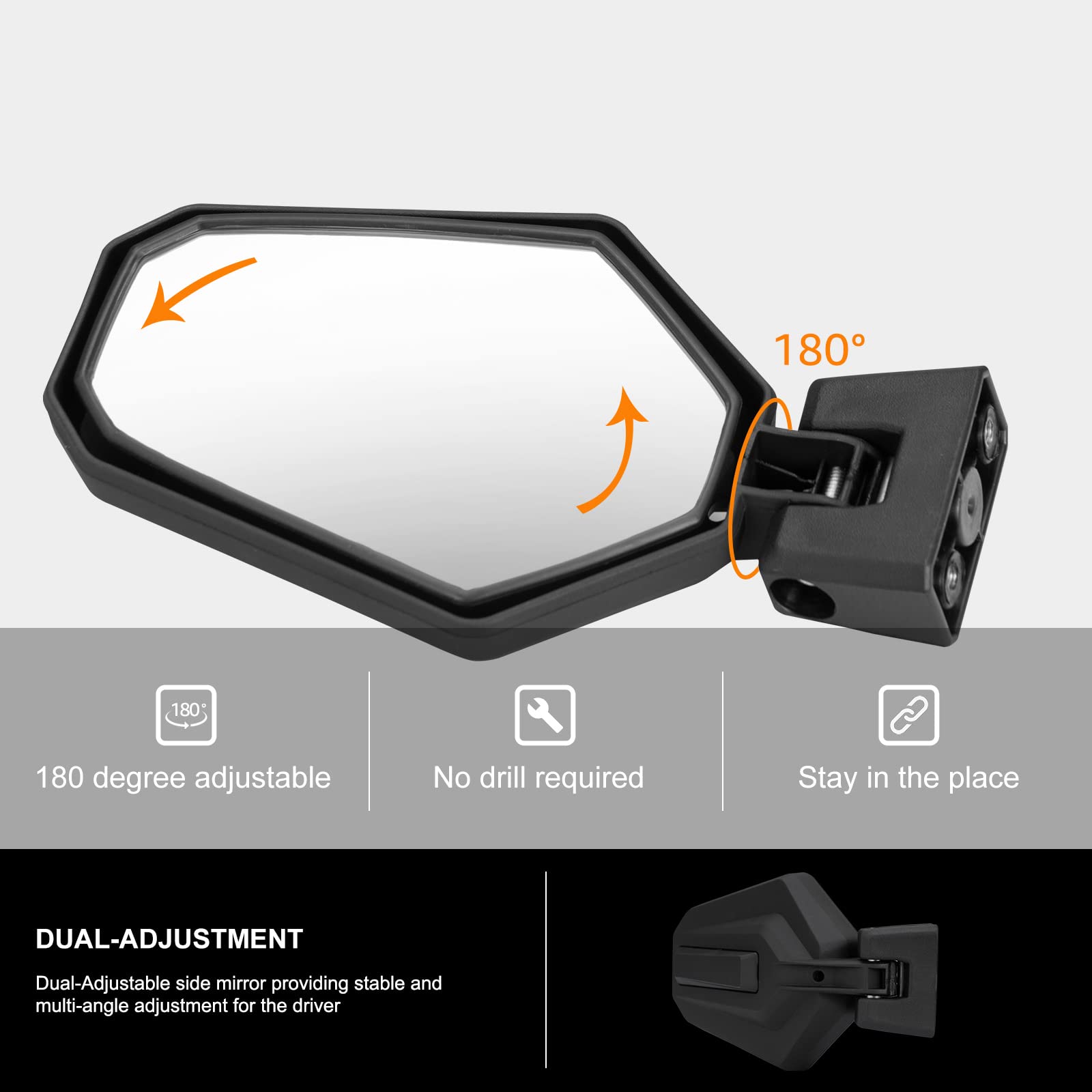 KIWI MASTER Adjustable Folding Side Mirrors for 2021-2025 Can-Am Commander & 2018-2025 Can-Am Maverick Sport/Trail | Durable Racing Rear View Mirrors (Part# 715003639) | Perfect for Off-Road Adventures & UTV Accessories