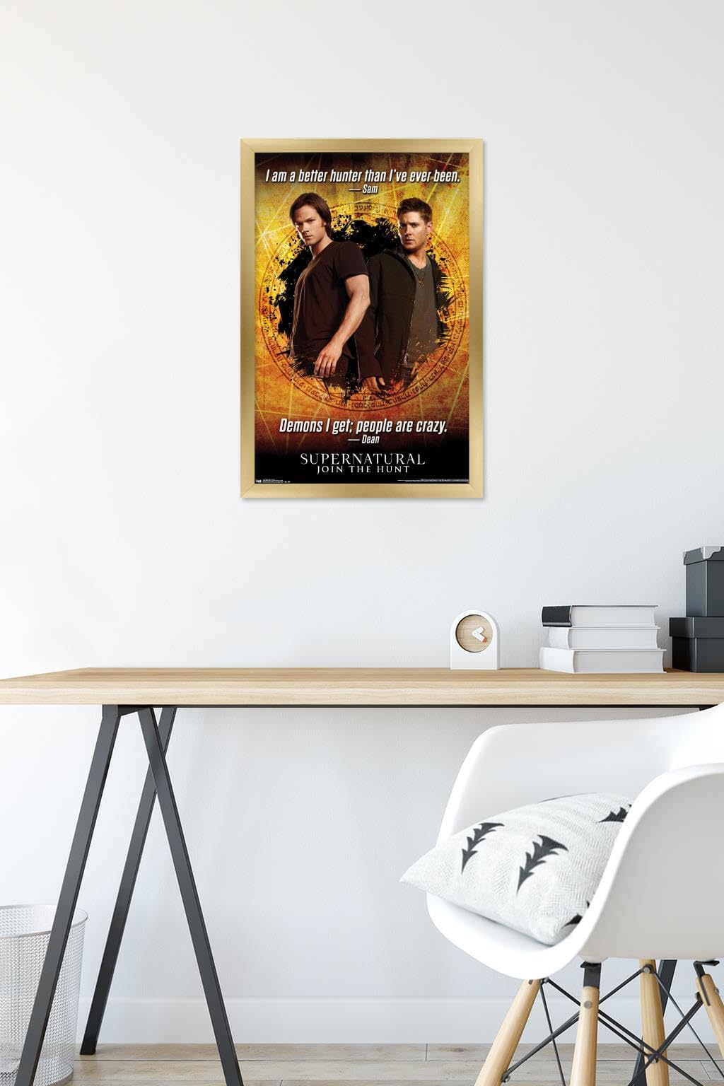 Supernatural TV Show Quotes Wall Poster - 14.725 x 22.375 Inches Gold Framed Art Print - Perfect for Home Decor, Office & Fan Gift
