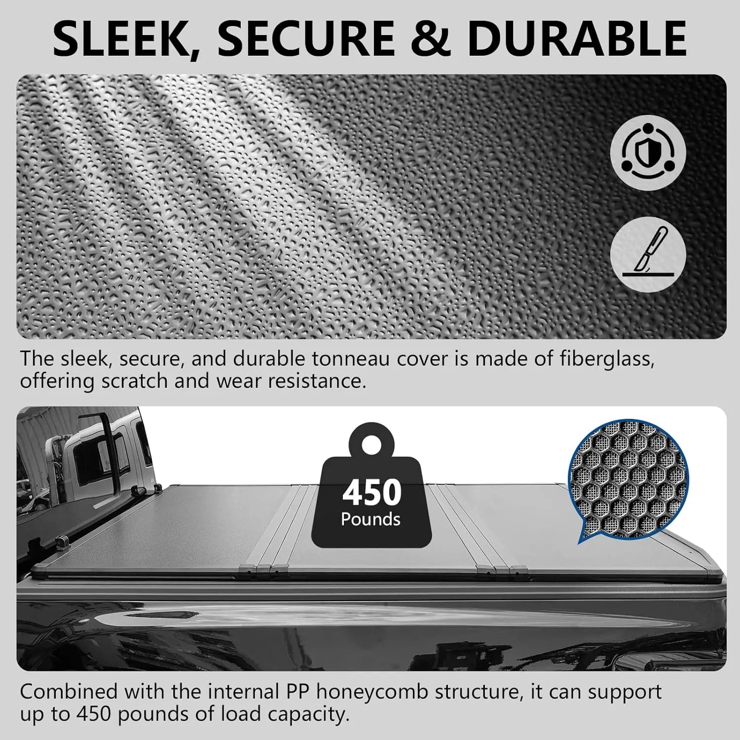WEIZE Hard Tri-Fold Truck Bed Tonneau Cover for 2016-2024 Toyota Tacoma 5' Bed (60