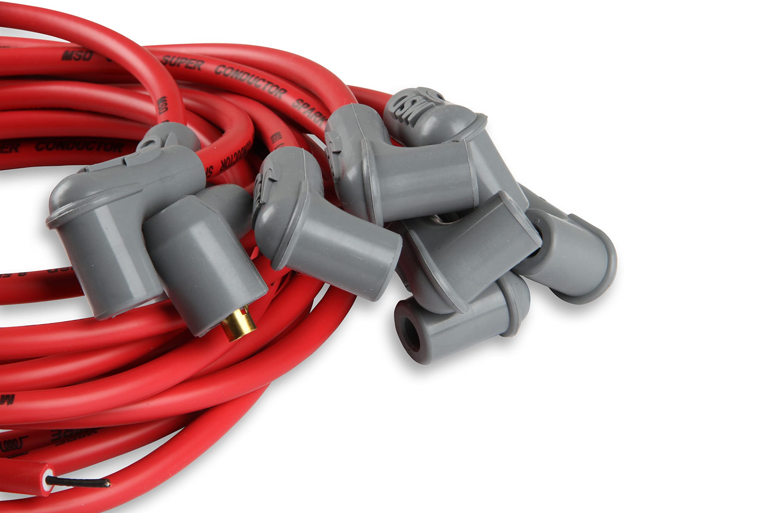 MSD 31239 Super Conductor Spark Plug Wire Set for 8 Cylinder Engines - 90° Boot, Compatible with HEI Cap & Standard Sockets | High Performance Ignition Upgrade for Muscle Cars, Trucks & Hot Rods