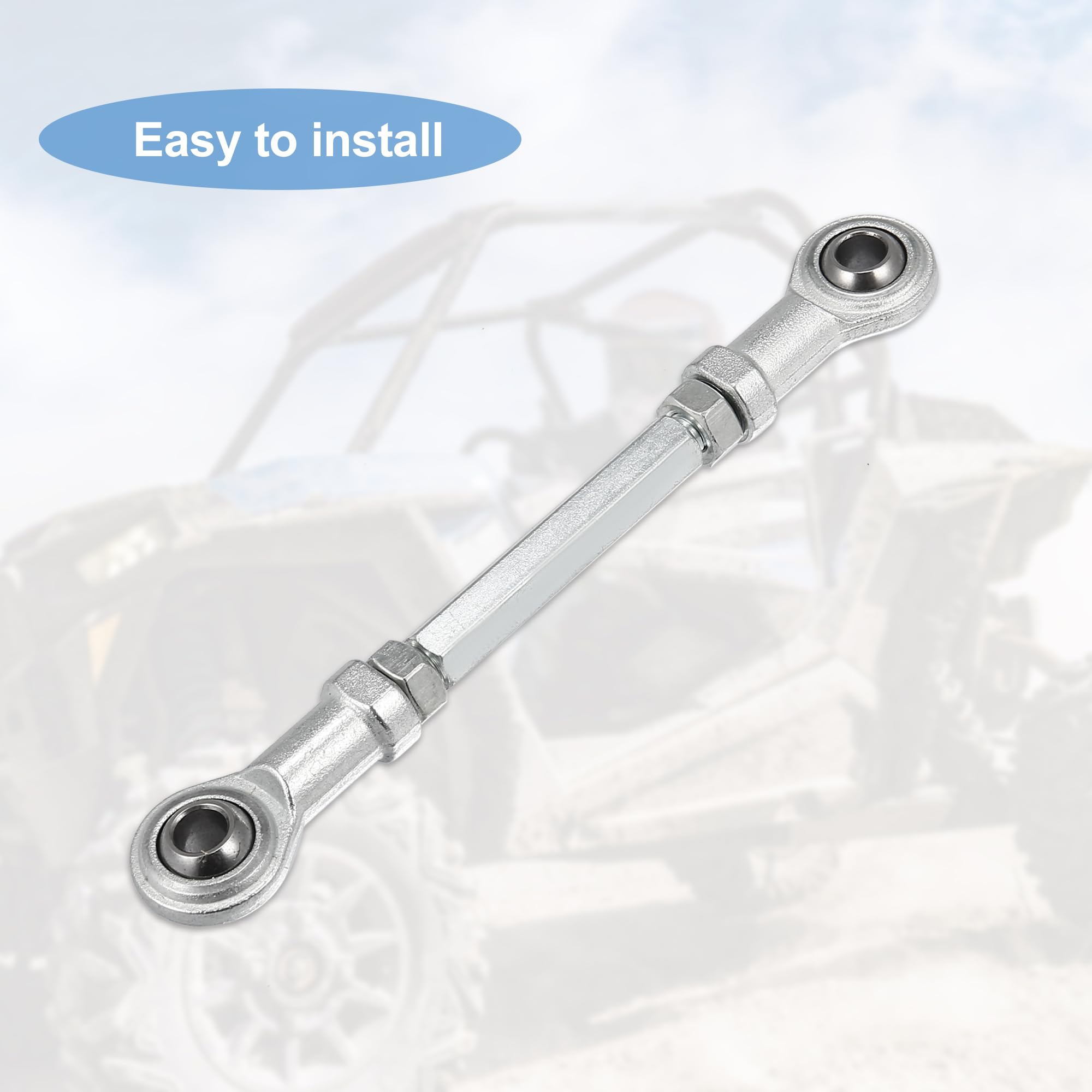 Motoforti 2-Piece 110mm Adjustable Steering Tie Rod Ball Joint with 8mm Hole Diameter - Compatible with 49cc Electric ATV & Go Kart - Silver Tone Steering Column & Suspension Upgrade for Off-Road Performance