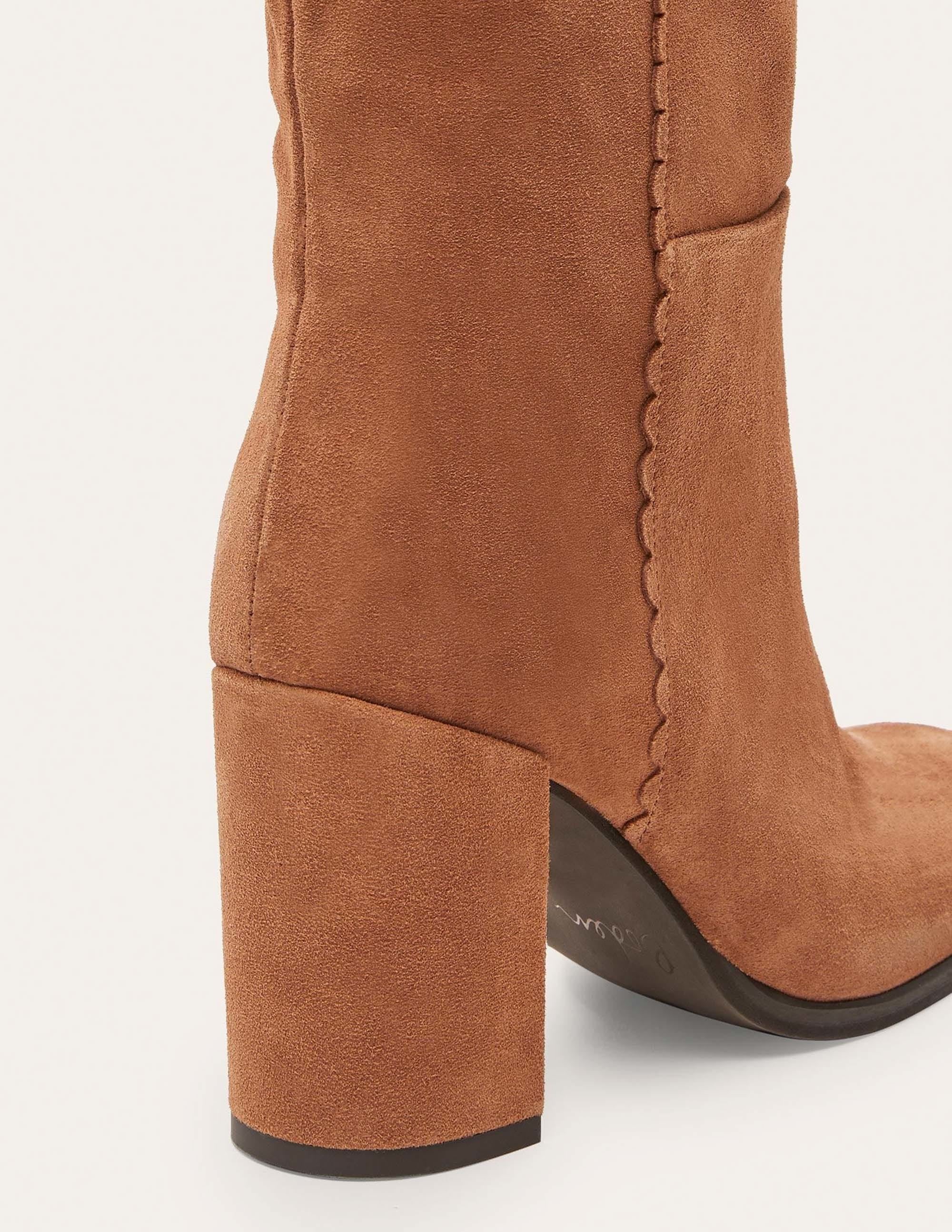 Stylish Block Heel Knee High Boots in Tan - Perfect for Fall & Winter Outfits, Office Wear & Date Nights