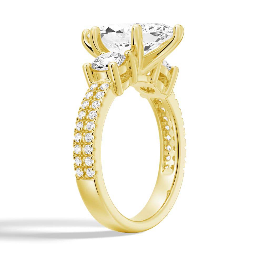 Exquisite Double Row Pave Three Stone Marquise Cut Moissanite Engagement Ring for Women - Perfect for Proposals, Anniversaries & Bridal Jewelry
