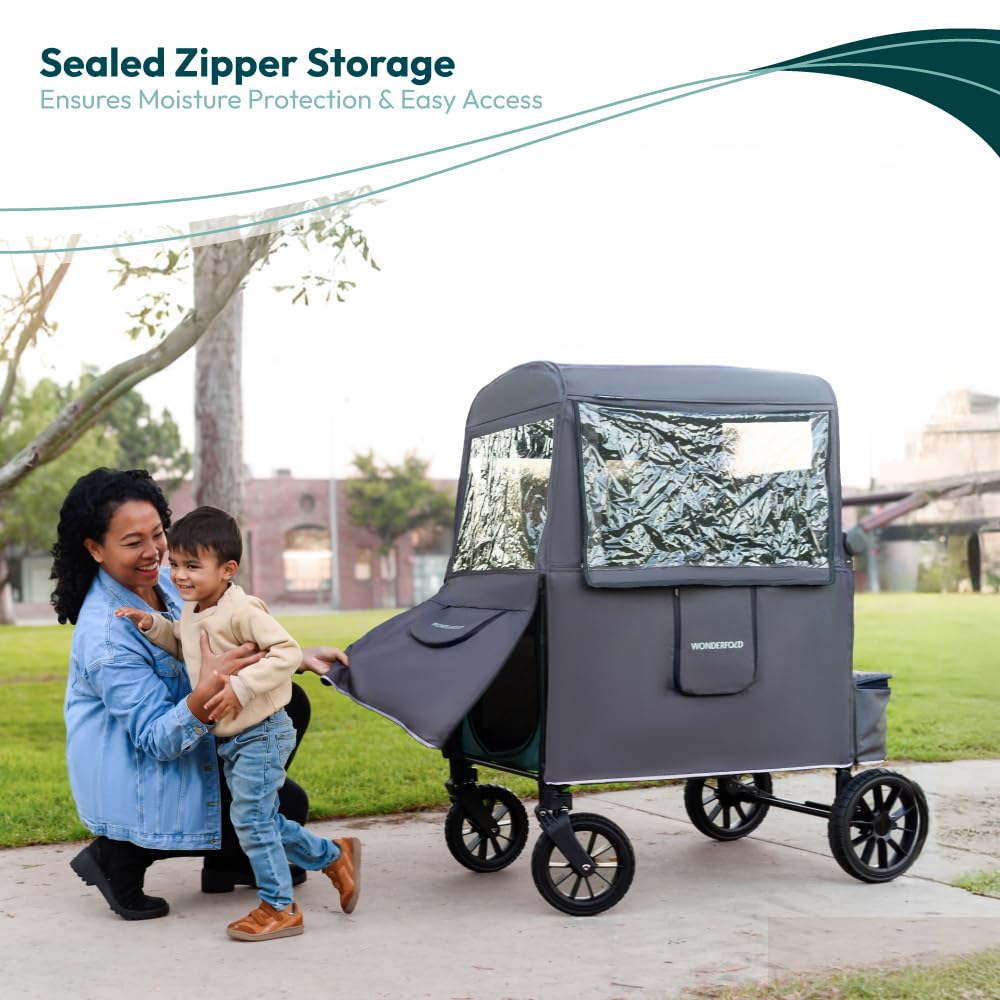 WONDERFOLD W4 Elite/Luxe Collapsible Wagon Stroller Weather Cover - Waterproof Rain Protection with Easy Installation | Perfect for Outdoor Adventures, Beach Trips & Family Outings