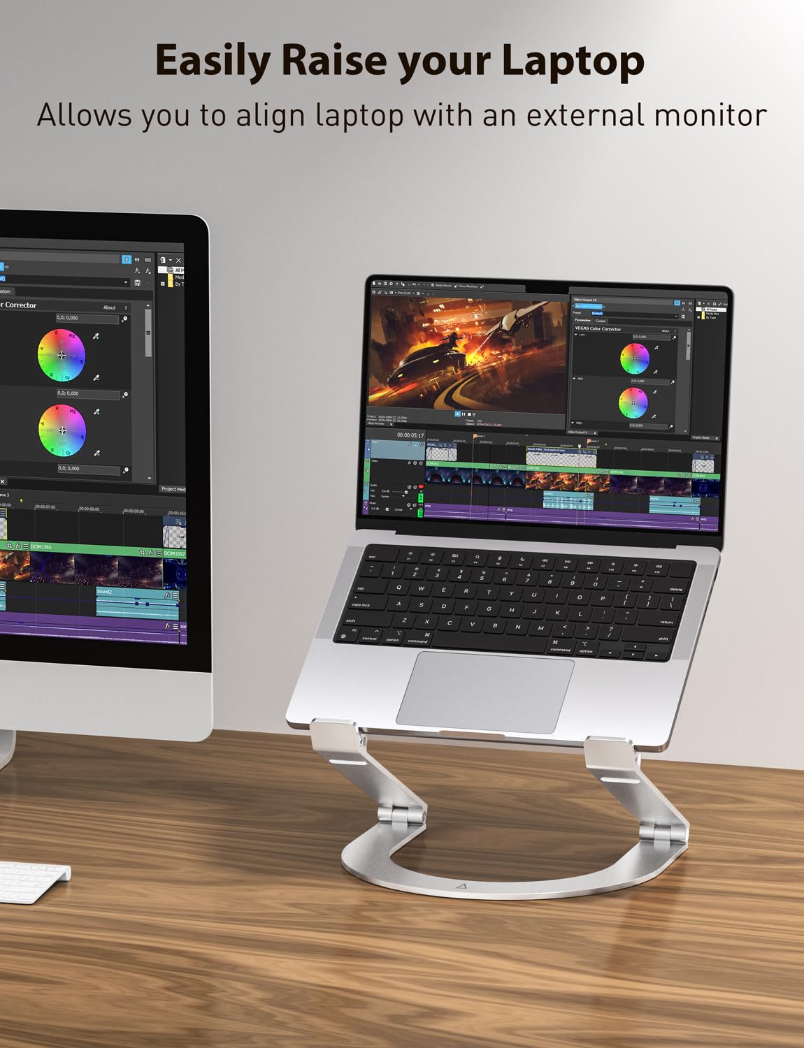 Premium Aluminum Adjustable Laptop Stand for MacBook Air/Pro, Dell XPS 13/15, HP, Lenovo & iPad - Ergonomic Computer Riser with Height Adjustment for Home Office, Gaming & Workspace Setup