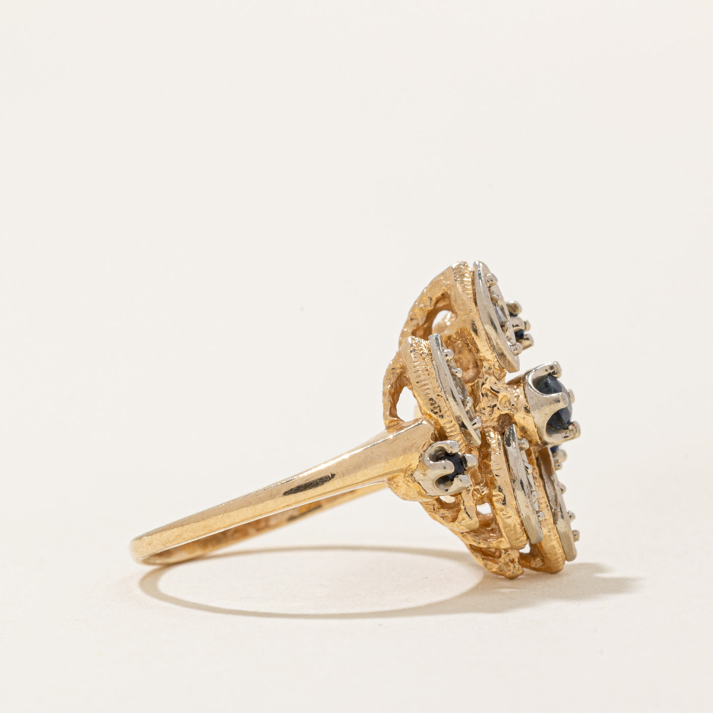 Exquisite Sapphire & Diamond Cocktail Ring - 0.13ctw Blue Sapphire & 0.03ctw Diamond - Size 5 - Elegant Statement Jewelry for Evening Parties, Weddings & Special Occasions