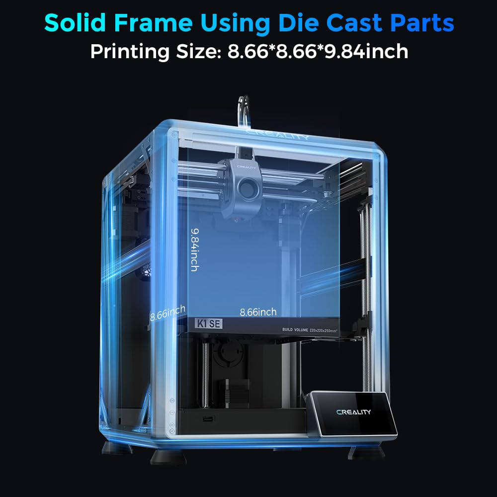Creality K1 SE 3D Printer - 600mm/s High-Speed CoreXY with Auto Leveling & Z-Offset | 300℃ Dual-Gear Direct Extruder | Full Metal Die-Cast Frame | 8.66x8.66x9.84in Build Volume | Perfect for Rapid Prototyping, DIY Projects & Home Manufacturing
