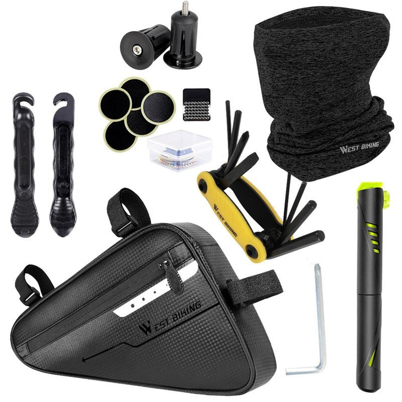 Professional Bike Repair Tool Kit with Portable Air Pump & Storage Bag - Essential Cycling Equipment for Outdoor Adventures & Home Maintenance