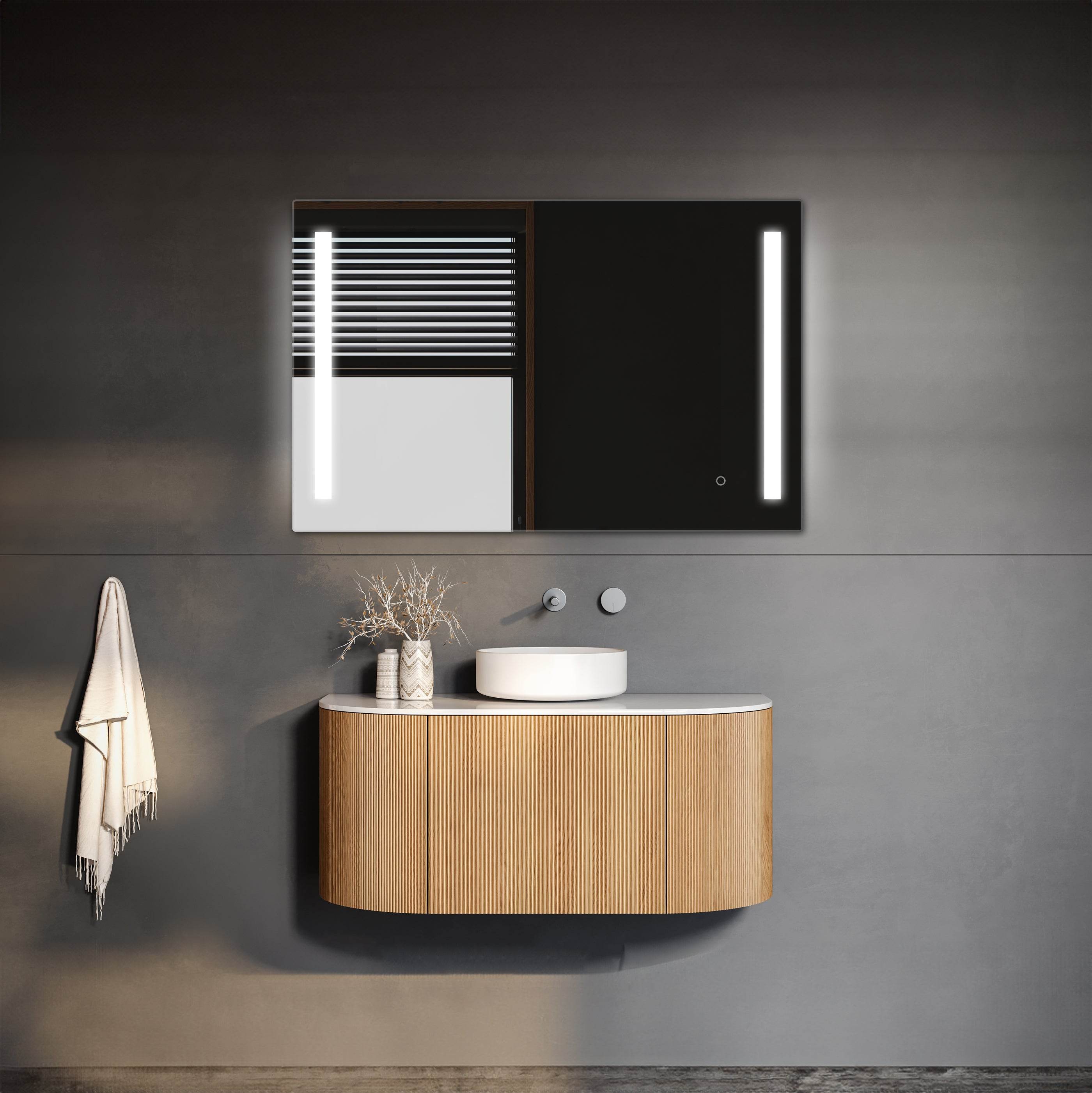Treviso LED Bathroom Mirror with Adjustable Dimmer & Anti-Fog Function - 4 Size Options for Vanity, Makeup & Home Decor