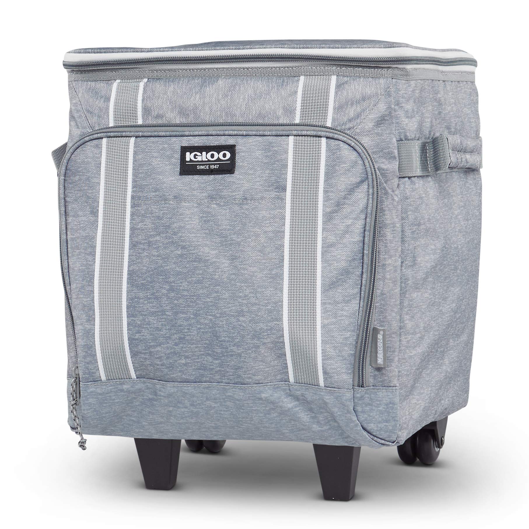 Igloo Large Rolling Cooler - 50-Quart Insulated Soft-Sided Cooler with Wheels for Camping, Beach, Picnics & Outdoor Adventures
