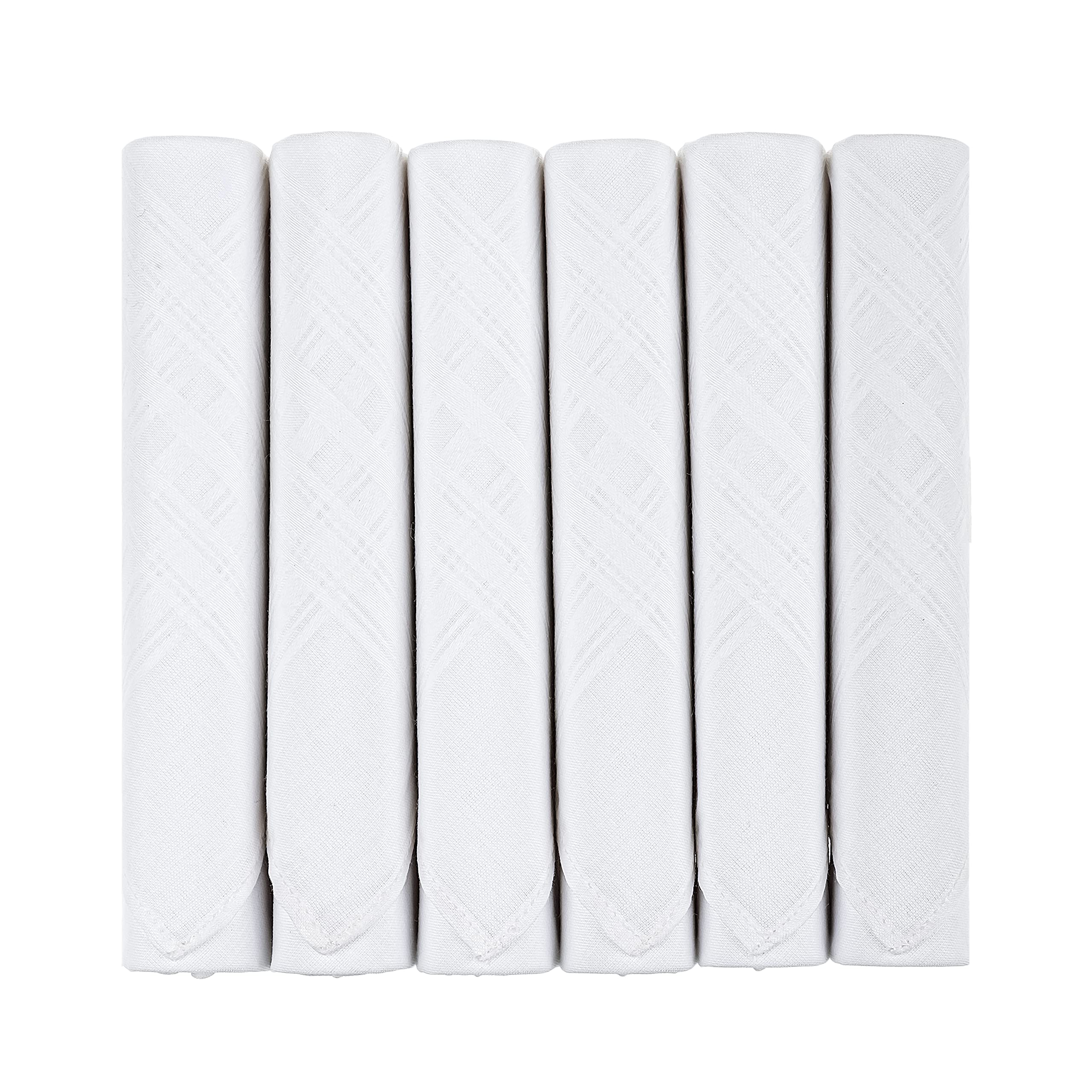 6-Pack White Cotton Handkerchiefs for Men - Soft, Breathable & Absorbent - Perfect for Everyday Use, Weddings & Formal Events