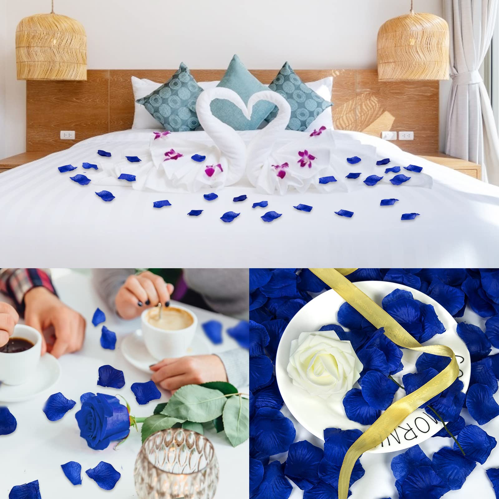 3000 Pcs Artificial Rose Petals - Blue Silk Flowers for Wedding Decor, Valentine's Day, Bridal Shower & Romantic Home Decorations - Perfect for Centerpieces, Aisle Scatter & Table Settings
