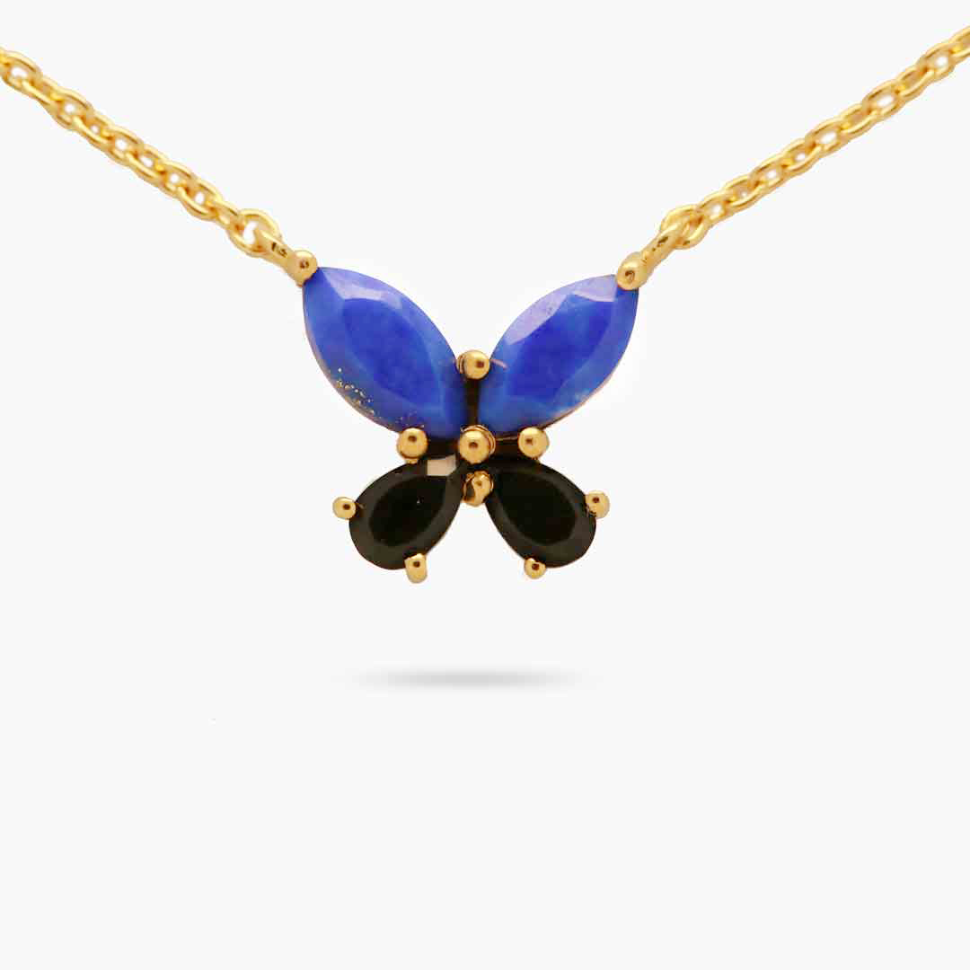Lapis Lazuli and Onyx Butterfly Pendant Necklace for Women - Elegant Handmade Jewelry Gift for Birthday, Anniversary, Valentine's Day - Perfect for Casual Wear, Date Nights & Special Occasions
