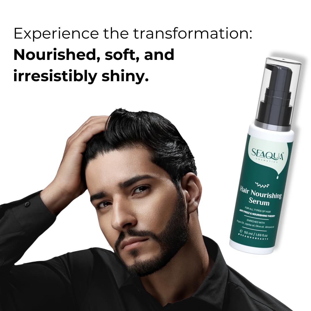 SEAQUA Hair Nourishing Serum - Sulfate & Paraben Free Hair Growth Treatment for All Hair Types (50ml) | Repair Damaged Hair & Boost Shine - Perfect for Daily Use & Styling