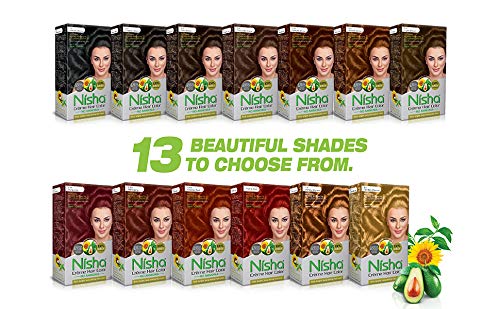 Nisha Creme Hair Color - Permanent Burgundy Hair Dye with Natural Henna Extract | 100% Grey Coverage, Ammonia-Free, Silky & Shiny Results (60g + 60ml) | Perfect for At-Home Hair Coloring, Salon-Quality Results, and Vibrant Long-Lasting Color