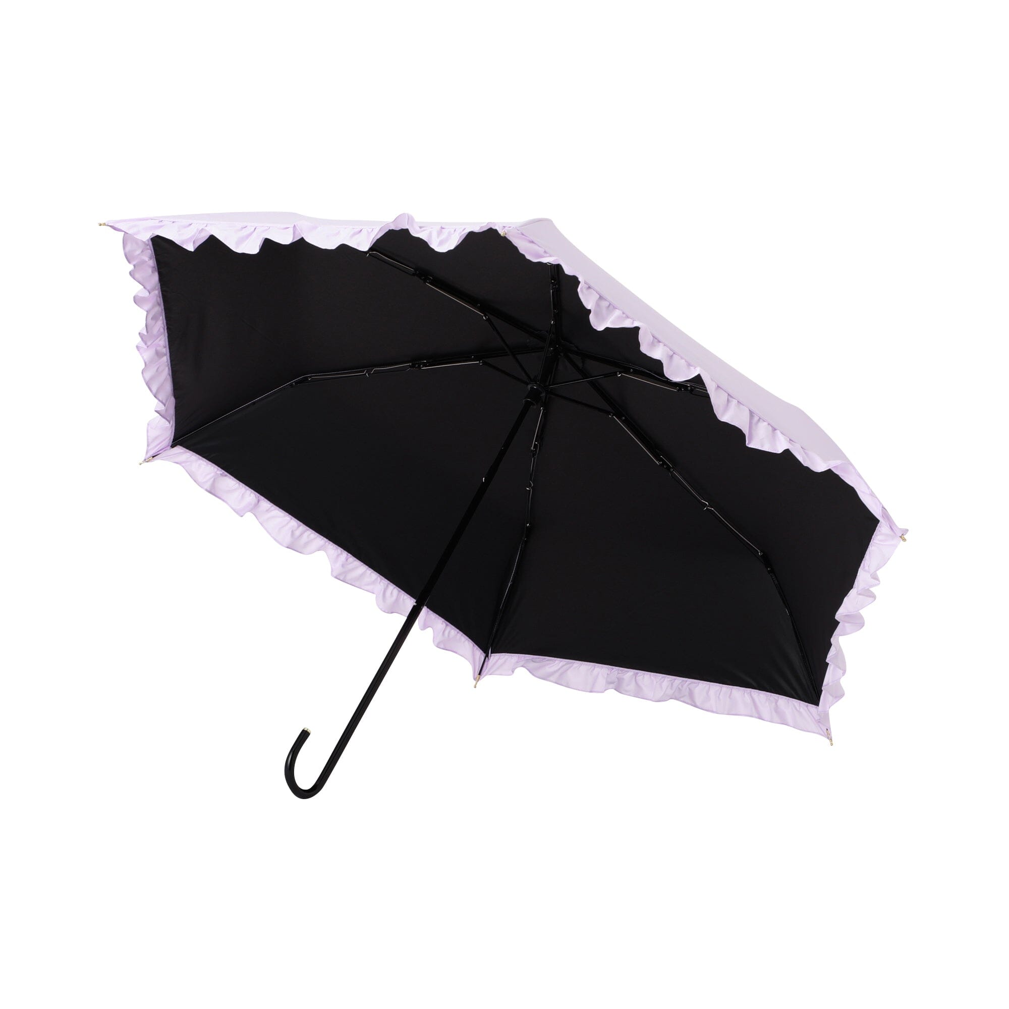 Classic Frill Folding Umbrella 50Cm Lavender - Compact Travel Umbrella for Women & Men, Windproof & UV Protection - Perfect for Rainy Days, Sunny Days, Commuting, Travel & Outdoor Activities