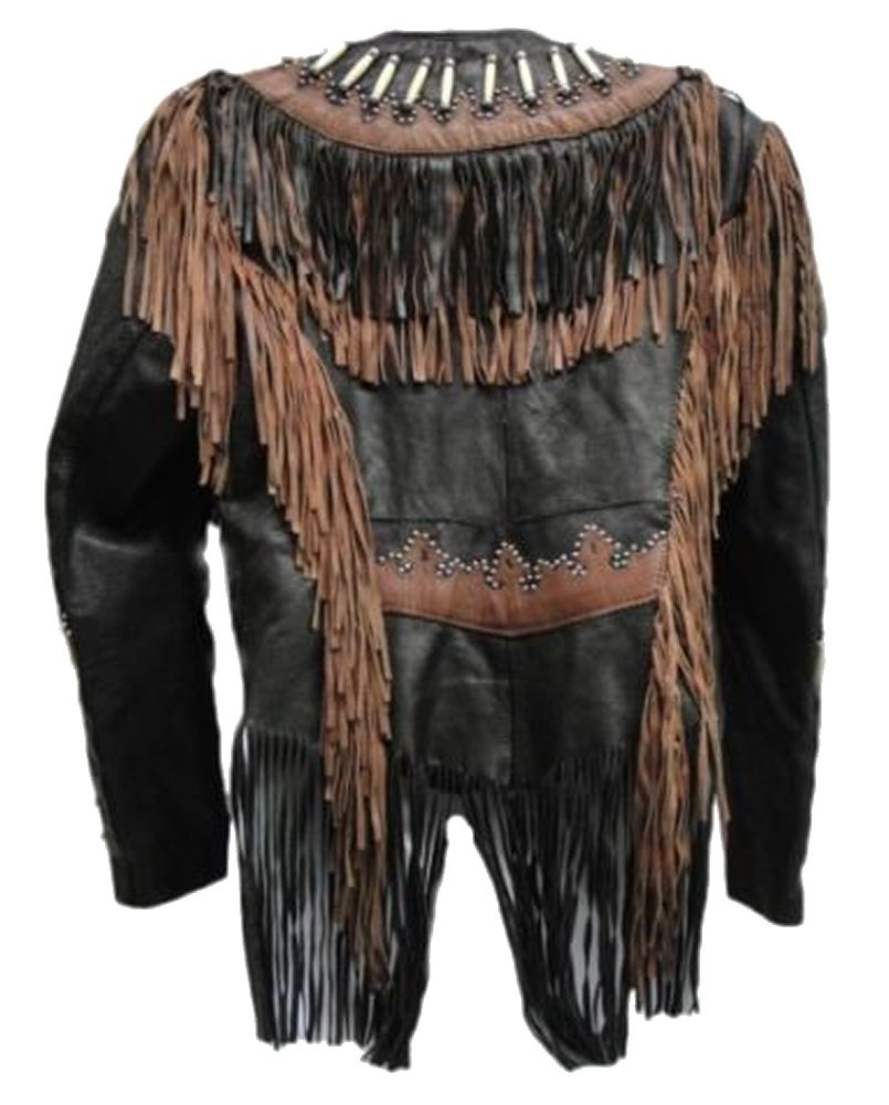 Classyak Women's Fringed & Boned Genuine Leather Jacket - Stylish Biker Coat for Motorcycle Riding & Night Out