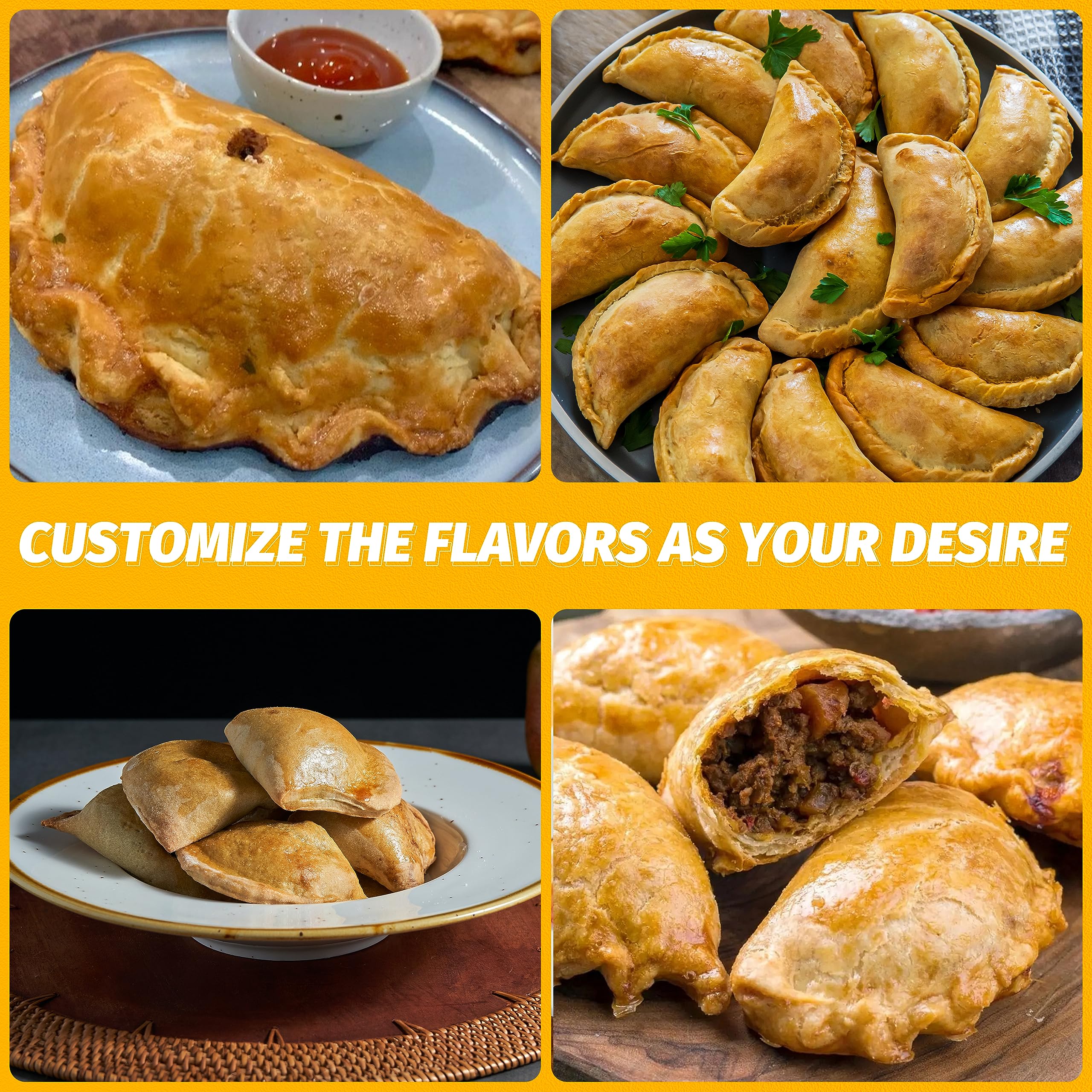 Electric Empanada Maker Machine with Press Mold - 4-Piece 6-Inch Large Dumpling Maker for Empanadas, Jamaican Beef Patties, Calzones & Pocket Pies - Perfect for Home Cooking, Parties & Meal Prep (Black)