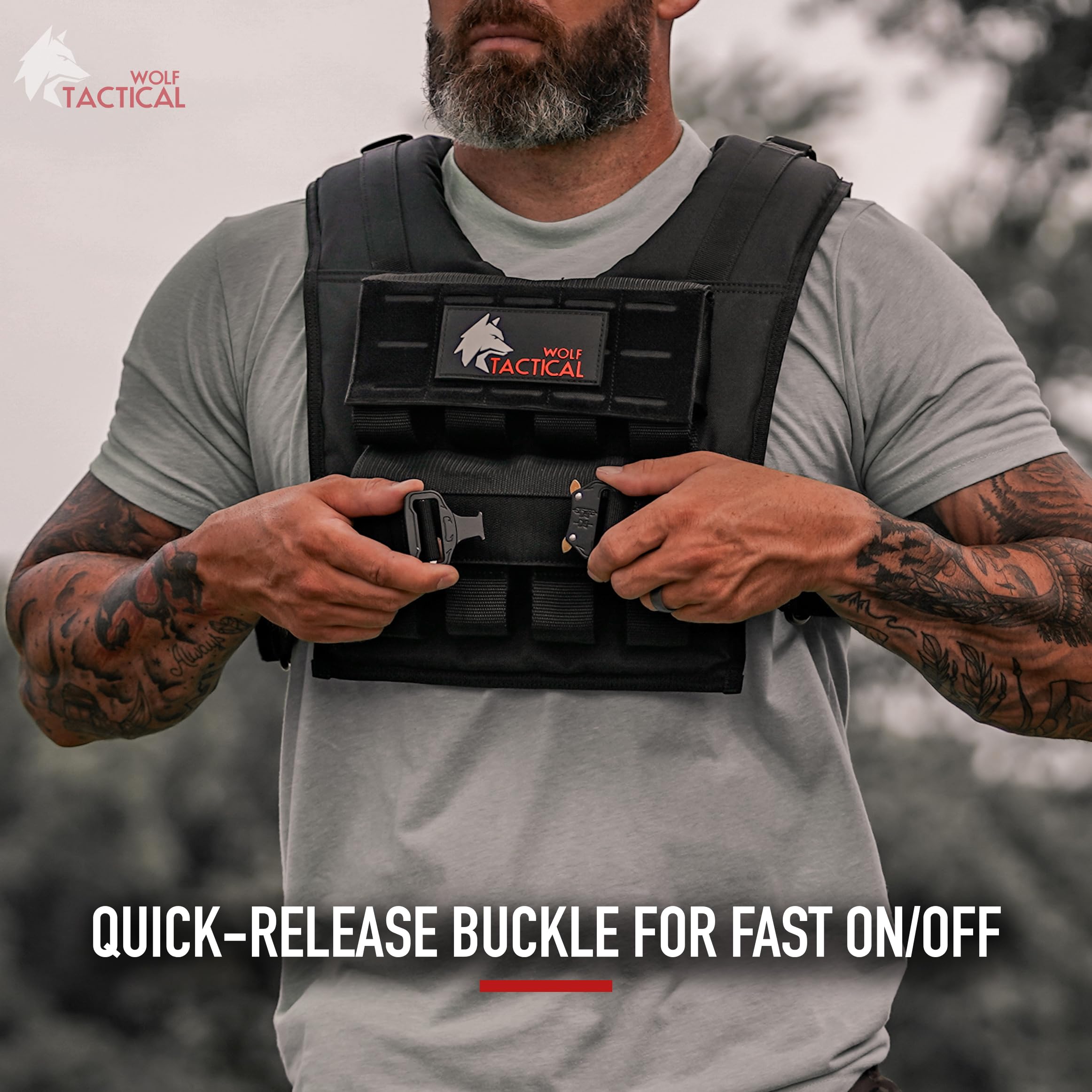 WOLF TACTICAL Weighted Training Vest for Men - Adjustable Strength Workout Vest with Removable Weights for CrossFit, Running & Fitness Training | Ideal for Gym, Home Exercise & Outdoor Workouts