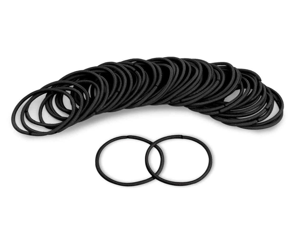 DS. DISTINCTIVE STYLE 50-Pack Black Hair Ties - 2.5mm Elastic Hair Bands for Women, Ponytail Holders, No-Slip Hair Rubber Bands - Perfect for Workouts, Office, School & Everyday Use